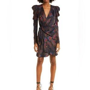 FARM Rio Toucans Long Sleeve Wrap Dress